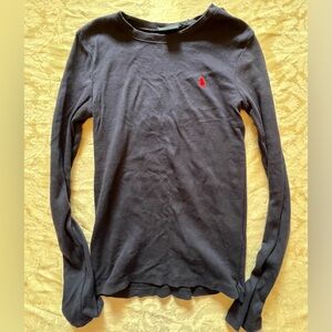 Women’s Ralph Lauren Navy Blue Cotton Long Sleeve Cotton Tee
